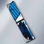Personalised Geelong Cat Football Auto Sun Shade Electric Blue Mascot Charging Cityscape
