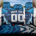 Personalised Geelong Cat Football Back Car Seat Cover Electric Blue Mascot Charging Cityscape