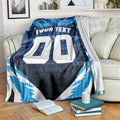 Personalised Geelong Cat Football Blanket Electric Blue Mascot Charging Cityscape