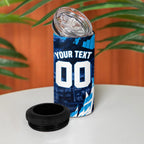 Personalised Geelong Cat Football 4 in 1 Can Cooler Tumbler Electric Blue Mascot Charging Cityscape