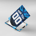 Personalised Geelong Cat Football Canvas Wall Art Electric Blue Mascot Charging Cityscape