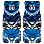 Personalised Geelong Cat Football Car Mats Electric Blue Mascot Charging Cityscape