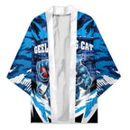 Personalised Geelong Cat Football Kimono Electric Blue Mascot Charging Cityscape