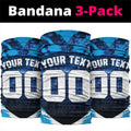 Personalised Geelong Cat Football Neck Gaiter Electric Blue Mascot Charging Cityscape