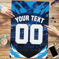 Personalised Geelong Cat Football Puzzle Electric Blue Mascot Charging Cityscape
