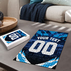 Personalised Geelong Cat Football Puzzle Electric Blue Mascot Charging Cityscape