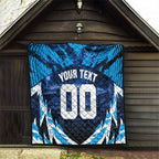 Personalised Geelong Cat Football Quilt Electric Blue Mascot Charging Cityscape