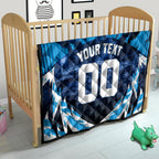 Personalised Geelong Cat Football Quilt Electric Blue Mascot Charging Cityscape