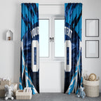 Personalised Geelong Cat Football Window Curtain Electric Blue Mascot Charging Cityscape
