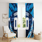 Personalised Geelong Cat Football Window Curtain Electric Blue Mascot Charging Cityscape