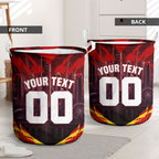 Personalised Gold Coast Suns Football Laundry Basket Electric Red Flame Mascot Charging Cityscape