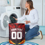 Personalised Gold Coast Suns Football Laundry Basket Electric Red Flame Mascot Charging Cityscape