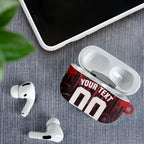 Personalised Gold Coast Suns Football AirPods Case Electric Red Flame Mascot Charging Cityscape