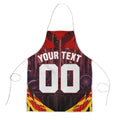 Personalised Gold Coast Suns Football Apron Electric Red Flame Mascot Charging Cityscape