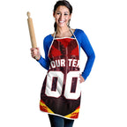 Personalised Gold Coast Suns Football Apron Electric Red Flame Mascot Charging Cityscape