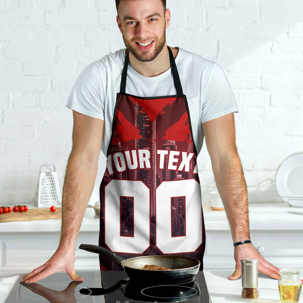 Personalised Gold Coast Suns Football Apron Electric Red Flame Mascot Charging Cityscape