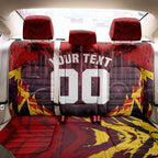 Personalised Gold Coast Suns Football Back Car Seat Cover Electric Red Flame Mascot Charging Cityscape