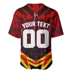 Personalised Gold Coast Suns Football Baseball Jersey Electric Red Flame Mascot Charging Cityscape