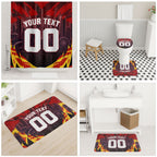 Personalised Gold Coast Suns Football Bathroom Set Electric Red Flame Mascot Charging Cityscape