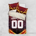 Personalised Gold Coast Suns Football Bedding Set Electric Red Flame Mascot Charging Cityscape