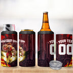 Personalised Gold Coast Suns Football 4 in 1 Can Cooler Tumbler Electric Red Flame Mascot Charging Cityscape