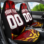 Personalised Gold Coast Suns Football Car Seat Cover Electric Red Flame Mascot Charging Cityscape