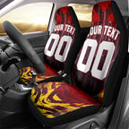 Personalised Gold Coast Suns Football Car Seat Cover Electric Red Flame Mascot Charging Cityscape