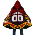 Personalised Gold Coast Suns Football Cloak Electric Red Flame Mascot Charging Cityscape