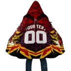 Personalised Gold Coast Suns Football Cloak Electric Red Flame Mascot Charging Cityscape