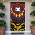 Personalised Gold Coast Suns Football Door Cover Electric Red Flame Mascot Charging Cityscape