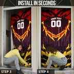 Personalised Gold Coast Suns Football Door Cover Electric Red Flame Mascot Charging Cityscape
