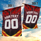Personalised Gold Coast Suns Football Garden Flag Electric Red Flame Mascot Charging Cityscape