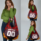 Personalised Gold Coast Suns Football Grocery Bag Electric Red Flame Mascot Charging Cityscape