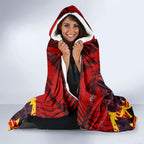 Personalised Gold Coast Suns Football Hooded Blanket Electric Red Flame Mascot Charging Cityscape