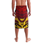 Personalised Gold Coast Suns Football Lavalava Electric Red Flame Mascot Charging Cityscape