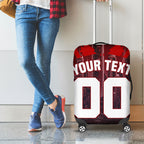 Personalised Gold Coast Suns Football Luggage Cover Electric Red Flame Mascot Charging Cityscape