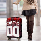 Personalised Gold Coast Suns Football Luggage Cover Electric Red Flame Mascot Charging Cityscape