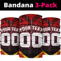 Personalised Gold Coast Suns Football Neck Gaiter Electric Red Flame Mascot Charging Cityscape