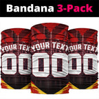 Personalised Gold Coast Suns Football Neck Gaiter Electric Red Flame Mascot Charging Cityscape
