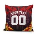 Personalised Gold Coast Suns Football Pillow Cover Electric Red Flame Mascot Charging Cityscape