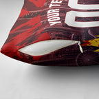 Personalised Gold Coast Suns Football Pillow Cover Electric Red Flame Mascot Charging Cityscape