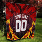 Personalised Gold Coast Suns Football Quilt Electric Red Flame Mascot Charging Cityscape