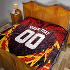 Personalised Gold Coast Suns Football Quilt Electric Red Flame Mascot Charging Cityscape