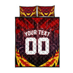 Personalised Gold Coast Suns Football Quilt Bed Set Electric Red Flame Mascot Charging Cityscape
