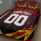 Personalised Gold Coast Suns Football Quilt Bed Set Electric Red Flame Mascot Charging Cityscape