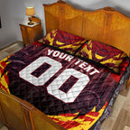 Personalised Gold Coast Suns Football Quilt Bed Set Electric Red Flame Mascot Charging Cityscape