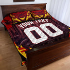 Personalised Gold Coast Suns Football Quilt Bed Set Electric Red Flame Mascot Charging Cityscape