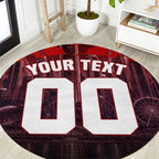 Personalised Gold Coast Suns Football Round Carpet Electric Red Flame Mascot Charging Cityscape