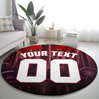 Personalised Gold Coast Suns Football Round Carpet Electric Red Flame Mascot Charging Cityscape