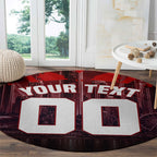 Personalised Gold Coast Suns Football Round Carpet Electric Red Flame Mascot Charging Cityscape